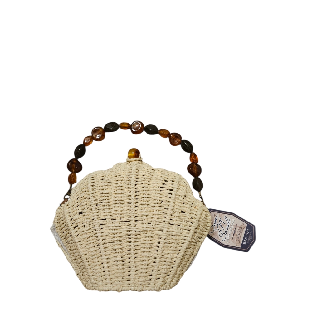 Chic Cream Woven Handbag
